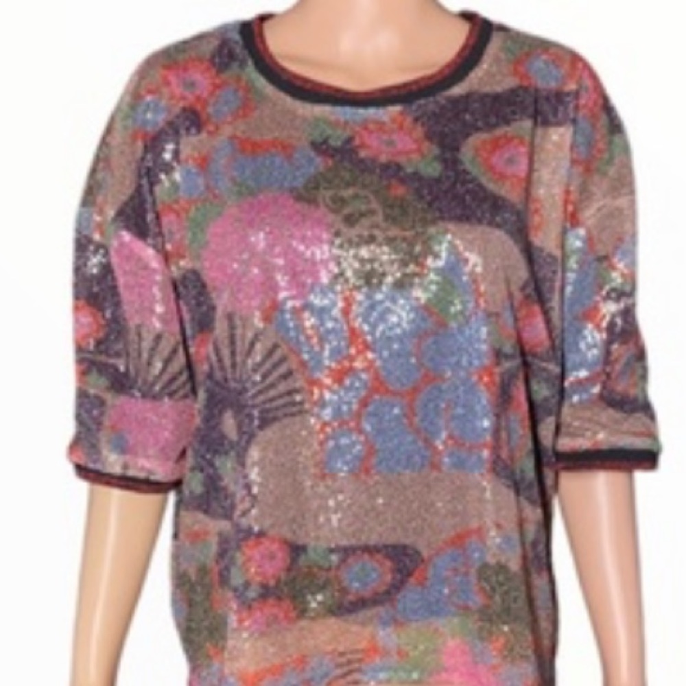 NANETTE LEPORE | Colourful Sequin Blouse Sz S